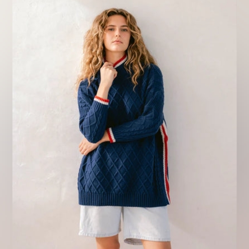 Mersea The Sailor Sweater With Accent Tipping Navy One Size
